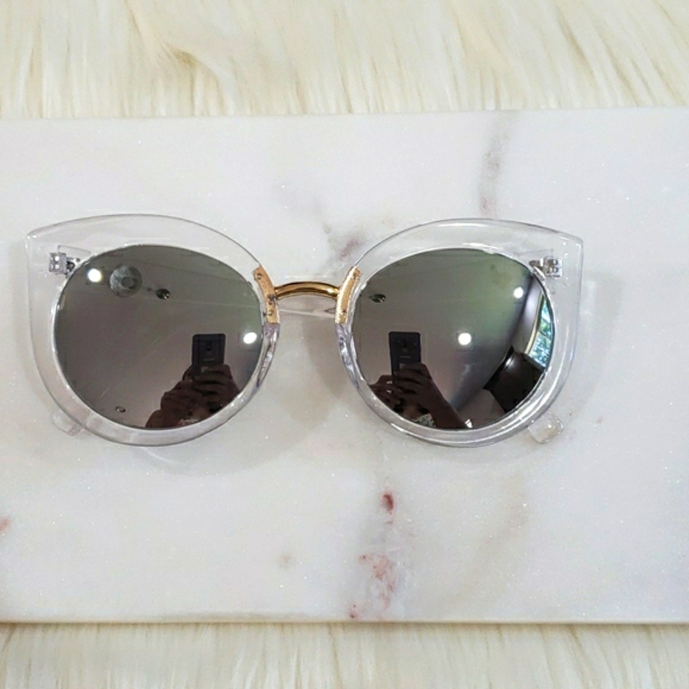 Retro 🎅 Round Cat Eye Sunglasses Mirrored Lens - Picture 6 of 6